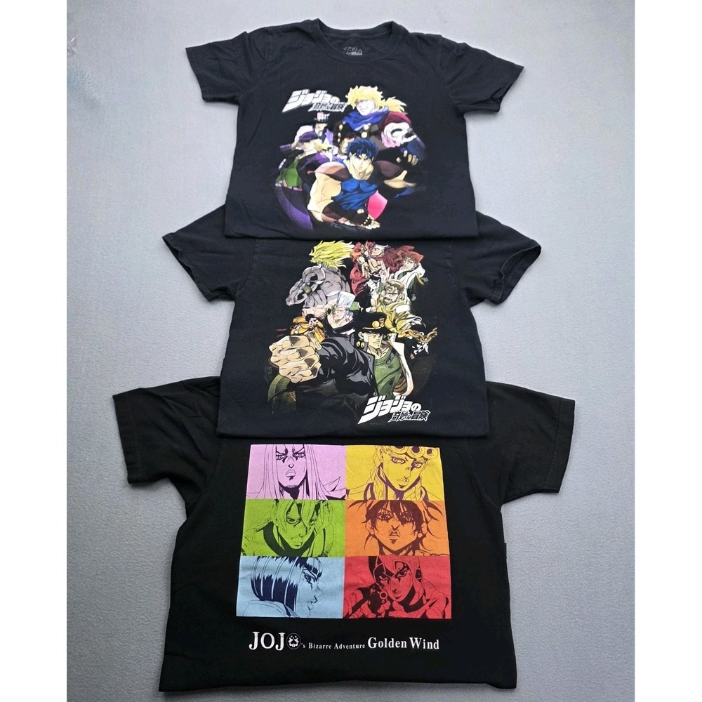 Lot 3 Jojo Bizarre Adventure Shirt Mens Black Phantom Blood Stardust Golden Wind